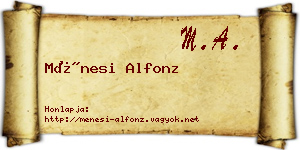 Ménesi Alfonz névjegykártya